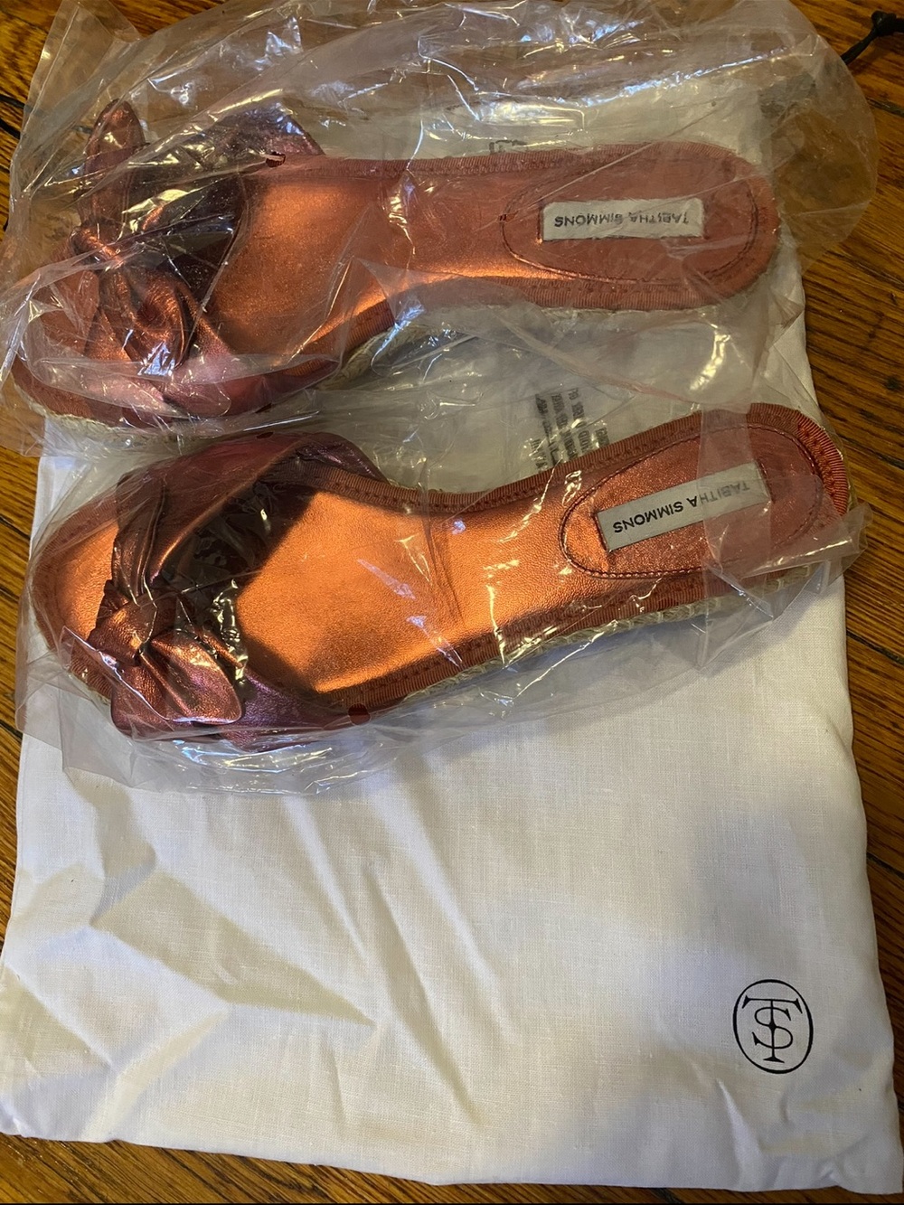 Tabitha Simmons Metallic Copper Knot-Front Slide Sandal 38.5